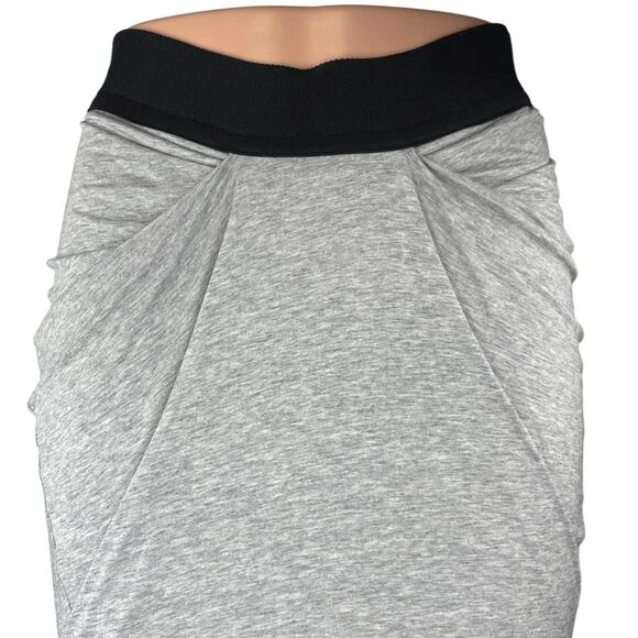 Allsaints Gray Black Elastic Waist Stretch Draped Career Pencil Mini Skirt Sz 2 - Picture 4 of 6